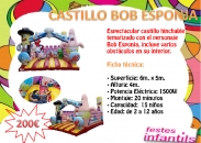 Espectacular inflable tematitzat de Bob Esponja i altres personatges, inclou obstacles al seu interior